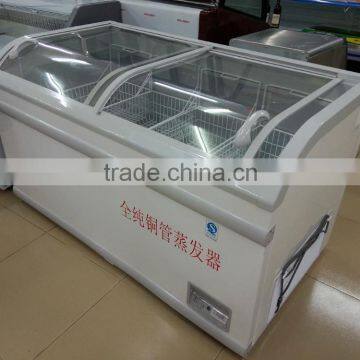 curve glass island chest freezer large capacity