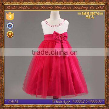 Newest custom contrast color mesh party flower lovely baby girl party dresses