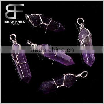 Amethyst Crystal Healing Point Chakra Pendant Bead for Necklace