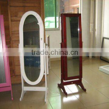 Wooden oval Jewelry mirror cabinet/stand oval jewelry mirror cabinet