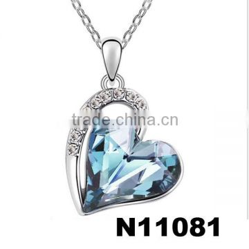 austria crystal blue heart of ocean heart necklace