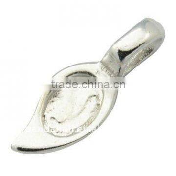 Brass Pendant Bails, Glue-on Flat Pad Bails, Silver Color, about 6x17mm, hole: 3mm; Inner diameter: 4x6mm(KK-A016-S)