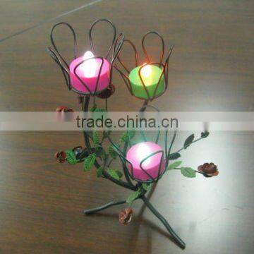 multicolor plastic tea light candles with beautiful holder