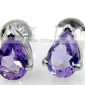 1.30ctw Genuine Amethyst Pear .925 Sterling Silver Stud Earrings