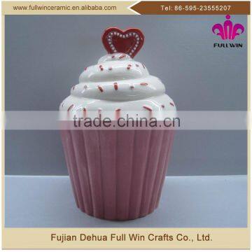 3D heart shape ceramic cake box jar