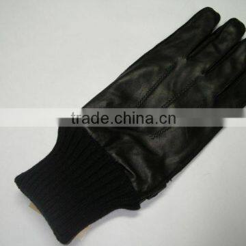 Soft black leather working gloves made in China