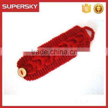 V-165 Modern Red Cable Hand Knitted Sleeve Cosy Cup Mug Sweater/button Sweater/cup Accessory photo-3