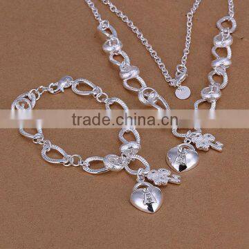 New arrival fashion 2015 earrings and necklace 925 silver jewelry set