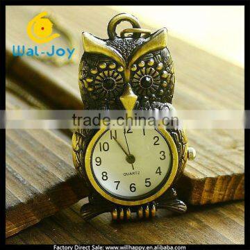 sW-1120 new fashion bronze lucky cheap mini owl shape pendant pocket watch