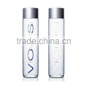 410 ml transparent voss glass water bottle with silver cap