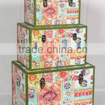 Large decorative wooden storage trunk