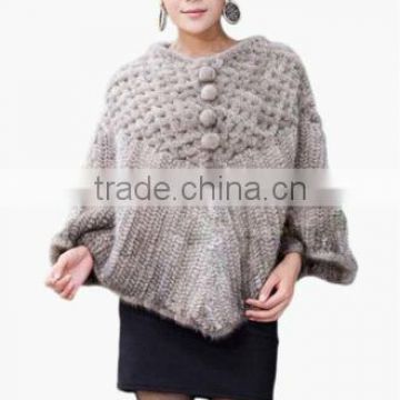 Women's faux Fur Knitted Cape Coat