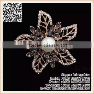 Women Flower Black Pearl Crystal Paddy Brooch Star Brooch Jewelry