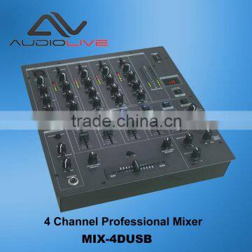 MIX-4DUSB Dong Guan factory price Professional 4 Channel DJ music Mixer