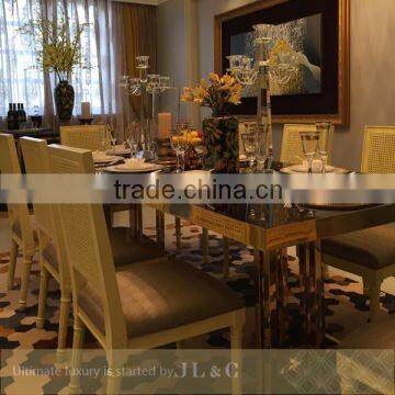 Newly Customized RT01034 dining table Luxury Dinning Room Stainless Steel Dining Table Wooden Dining Table JL&C Furniture                        
                                                                                Supplier's Choice