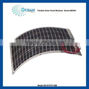 Bendable solar panel for yartch 75w solar pv panels