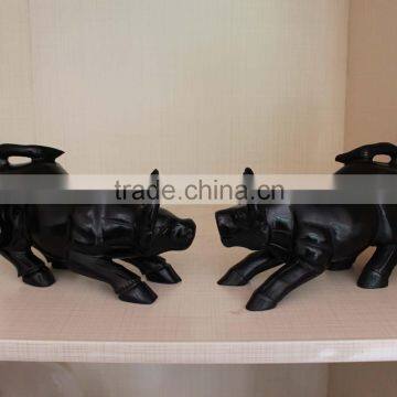 Natural Rock Black Obsidian Crystal Carving Cattle photo-2