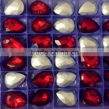 New Arrival!!! Special Crystal Red color Tear Drop Pointback Rhinestone for Making Clothing