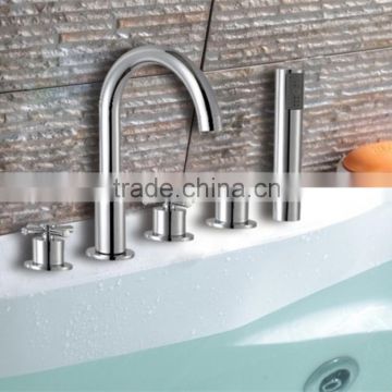 Tub Mounted Solid Brass Chrome Finished Bathroom Bath Faucet BF007