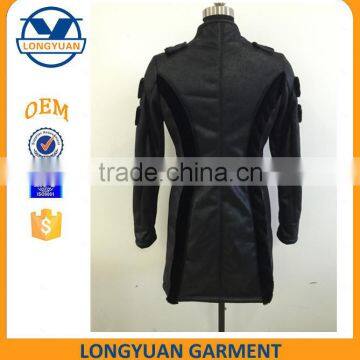 New Fashion Lady Long pu Leather Jacket With Fur for photo-2