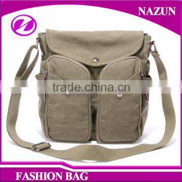Trendy PU Leather Trimmings Handbag Travel Style Big Tote Unisex Canvas Sling Bags photo-5