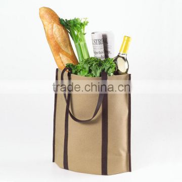 High quality Folding Canvas Eco-Chic shopper Tote bag with Leather Trim