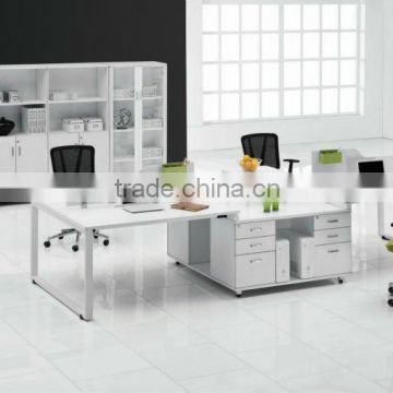 2012 Hot-sale Modern 4 seats wooden and metal frame office workstation furniture with mobile pedestals