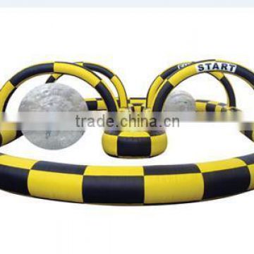 15mWx16mLx3.5mH giant inflatable zorb ball track large inflatable race track yellow black