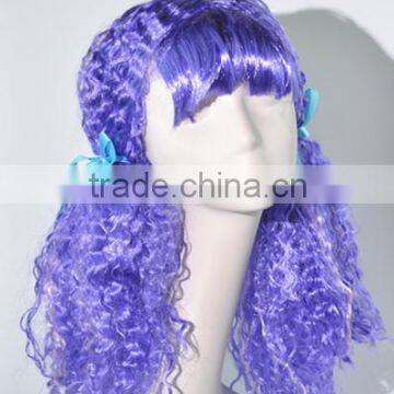 Show Girl Micro Wave Wigs With Two Ponytails Purple N356