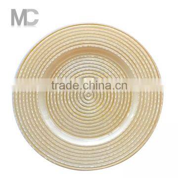 Wholesale Cheap Underplate Catering and Wedding Gold Thread Glass Charger Plates