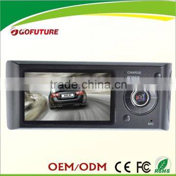 2.7 "TFT 140 degree wide angle X3000 720p G-sensor GPS Dual camera CE ROHS FCC car camera with sim card