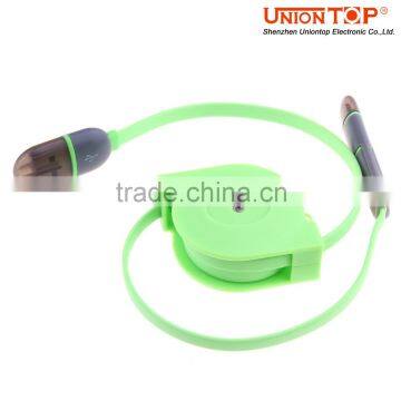Noodle Flat Retractable 2in1 Usb Cable for Iphone and Samsung Made in China