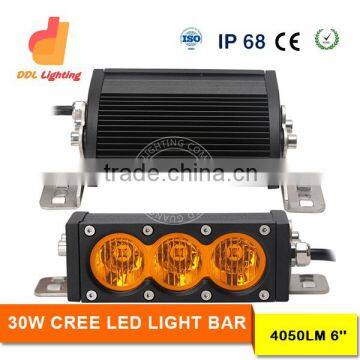 aluminum housing working lifht 6inch 30w 12v 24v mini led light bar amber