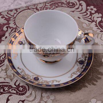 High quality dark blue&gold design of bone china Coffee cup&saucer