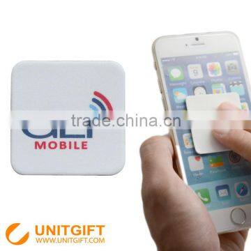 PU microfiber sticky cleaner phone cleaner sticker microfiber slogan imprint sticky cleaner