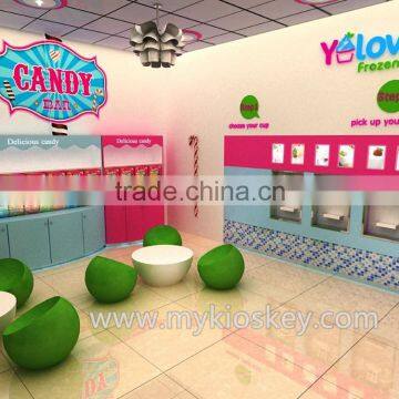 Lasted Self Frozen Yogurt Shop Furniture, Frozen Yogurt Kiosk Design, Retail Frozen Yogurt Kiosk for Sale