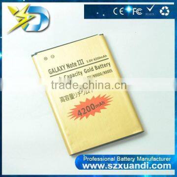 hot selling cell phone gold lithium batteries for samsung Note 3