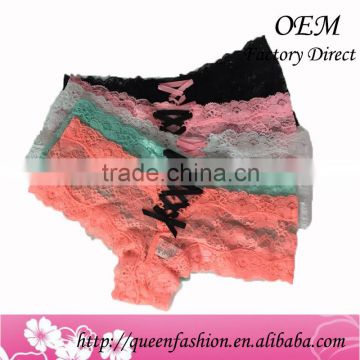 Wholesale lace g-string panties low waist sexy transparent bikini ladies' sexy fancy panty thong with 5 color