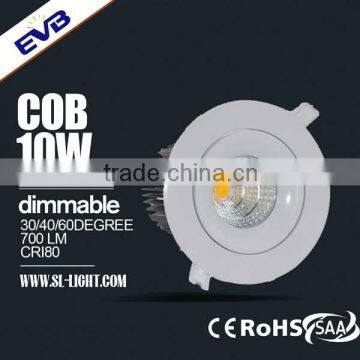 SAA good quality dimmable 10W COB downlight