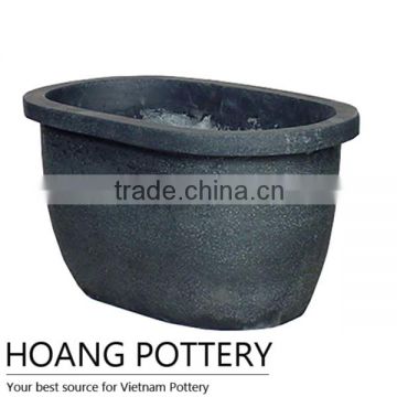 Oval Black Cement Flower Garden Planters / Pot From Vietnam