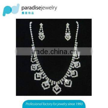 Silver Plated Wedding Jewelry Set 2016 New Women Bridal Jewelry Set Hot Wholesale Rhinestone Necklace Earring Set