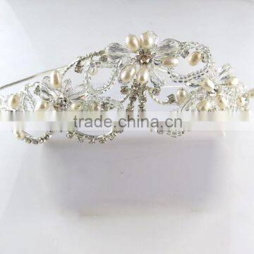 Trendy America style flower pearl lady crown