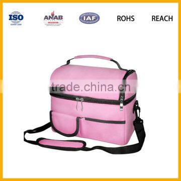 Promotional Large Capacity Portable Long Strap Insulated Cooler Bag with Zipper for Lunch