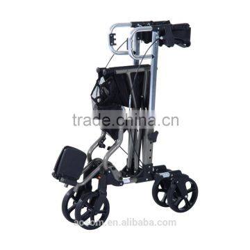 HomCom 24.5"L x 22.5"W Four Wheel Folding Rollator Walker Transport Chair With Back Support photo-5