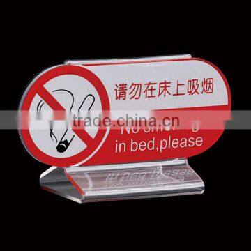 Clear hotel acrylic sign holder for warning