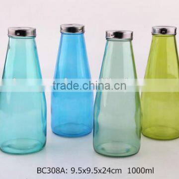 glass milk bottle with metal lid