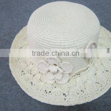 White flowers decor for sedge hat, special gift for beautiful ladies, handicraft from Vietnam