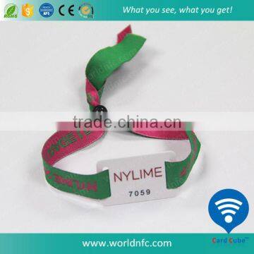 Adjustable 350*15mm NTAG213 NFC Woven Wristband for Concert Ticket photo-2