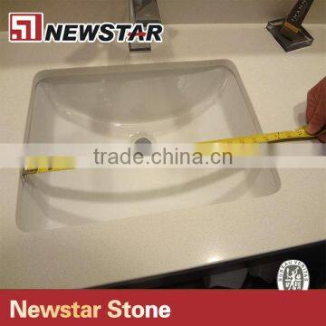 Prefabricated quartz vanity top with sink