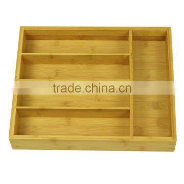 Store More 5-slot Bamboo Kitchen Utensil Drawer Organizer Tray photo-5
